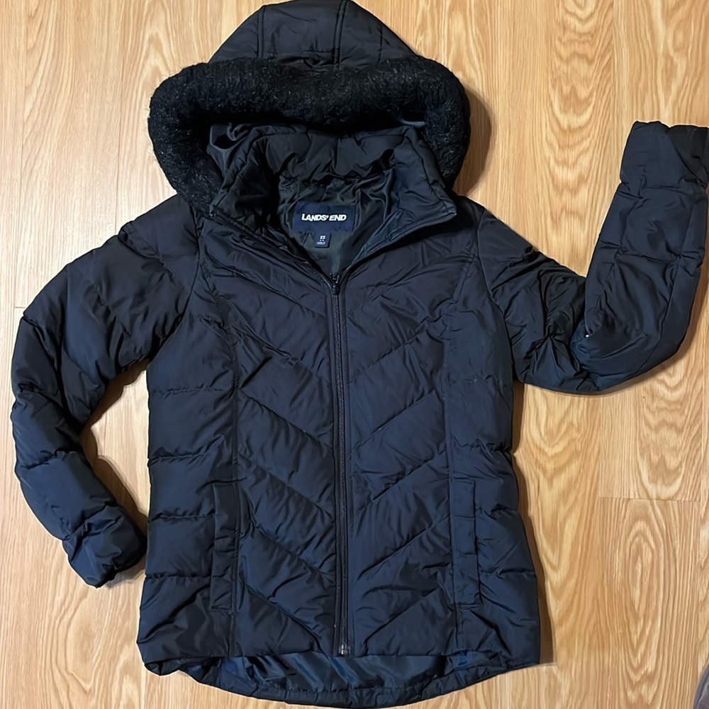 Lands End Black Puffer size XS - Picture 1 of 6